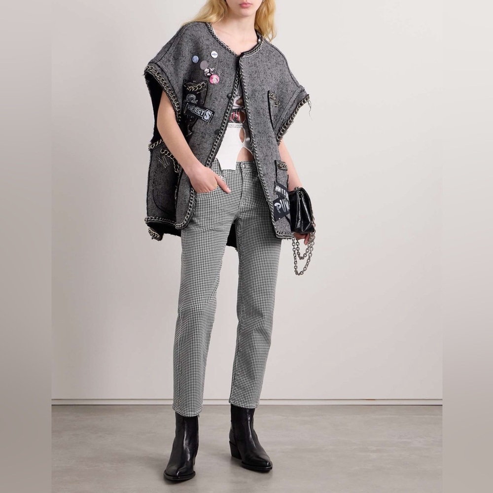 R13 || Boy Straight Jean‎ in Printed Houndstooth Black White 24